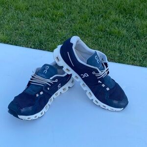 On Running Sneakers - Dark Blue and White